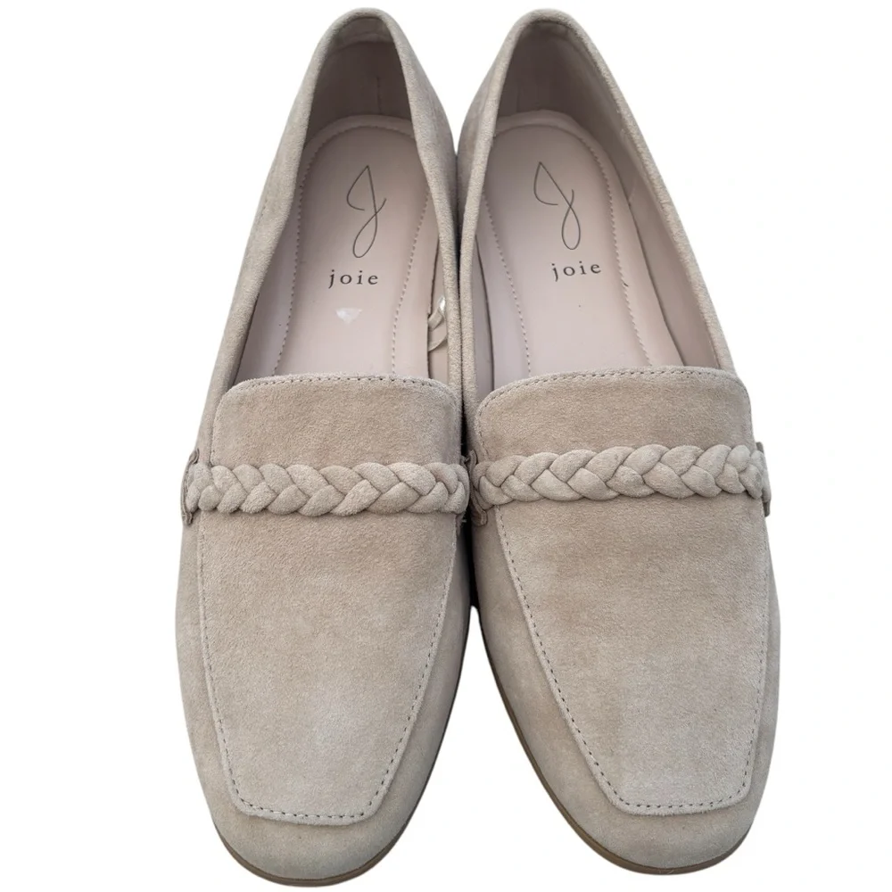 Joie Beige Tan Suede Leather Braided Flat Loafer 9